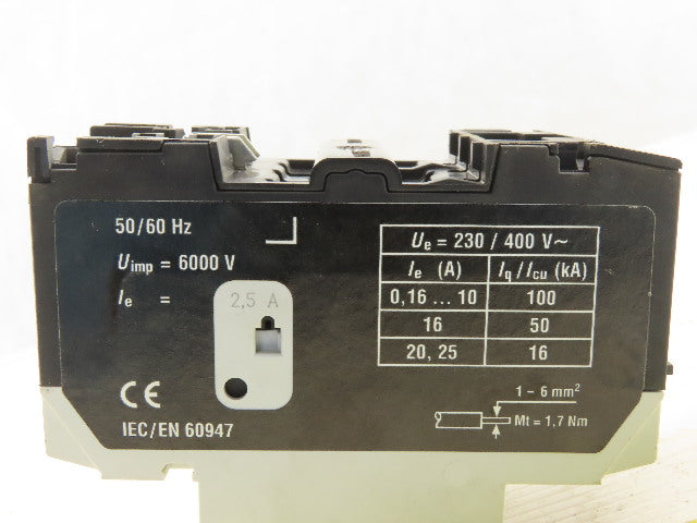 Moeller PKZM0-2.5 600V 1-1/2Hp 3Ph Motor Starter Circuit Breaker 1.6-2.5A Lot/2