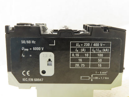 Moeller PKZM0-2.5 600V 1-1/2Hp 3Ph Motor Starter Circuit Breaker 1.6-2.5A Lot/2