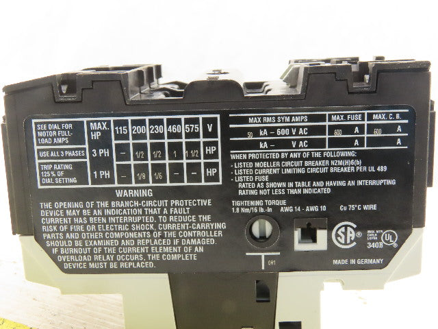 Moeller PKZM0-2.5 600V 1-1/2Hp 3Ph Motor Starter Circuit Breaker 1.6-2.5A Lot/2