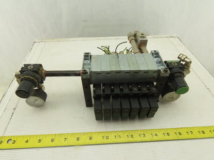 Bosch 0820038955 4/2 Position Single Solenoid Air Valve Bank Assembly 24VDC Coil