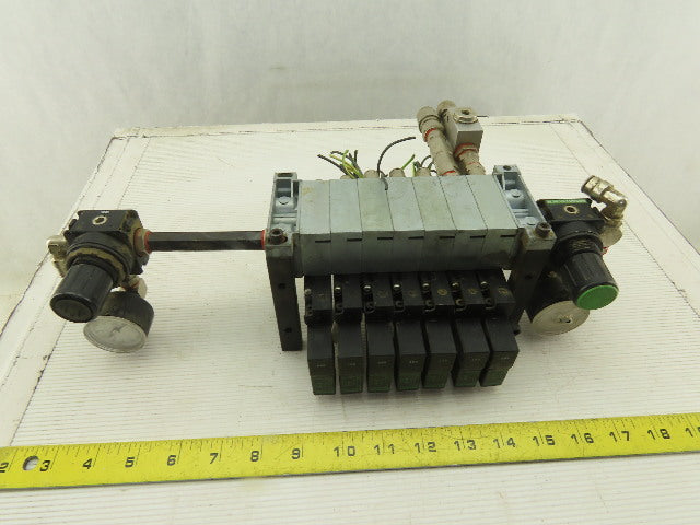 Bosch 0820038955 4/2 Position Single Solenoid Air Valve Bank Assembly 24VDC Coil