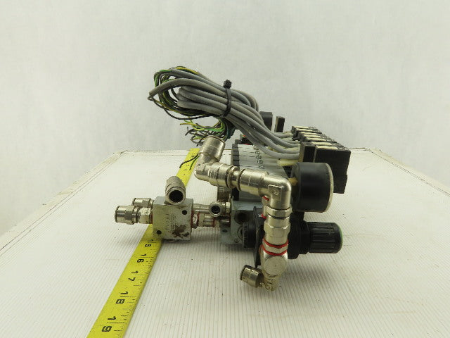 Bosch 0820038955 4/2 Position Single Solenoid Air Valve Bank Assembly 24VDC Coil
