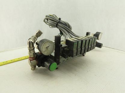 Bosch 0820038955 4/2 Position Single Solenoid Air Valve Bank Assembly 24VDC Coil