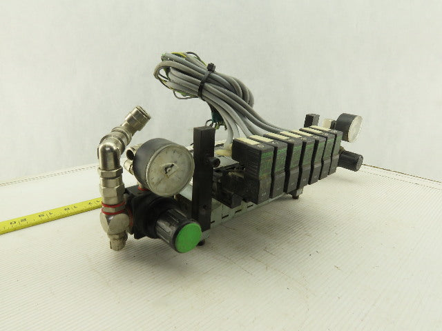 Bosch 0820038955 4/2 Position Single Solenoid Air Valve Bank Assembly 24VDC Coil