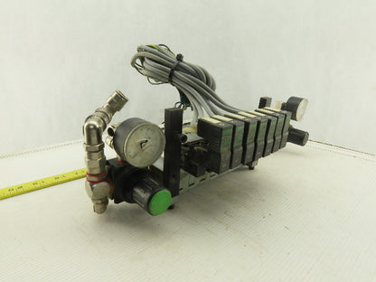 Bosch 0820038955 4/2 Position Single Solenoid Air Valve Bank Assembly 24VDC Coil