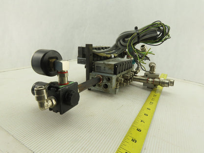 Bosch 0820038955 4/2 Position Single Solenoid Air Valve Bank Assembly 24VDC Coil