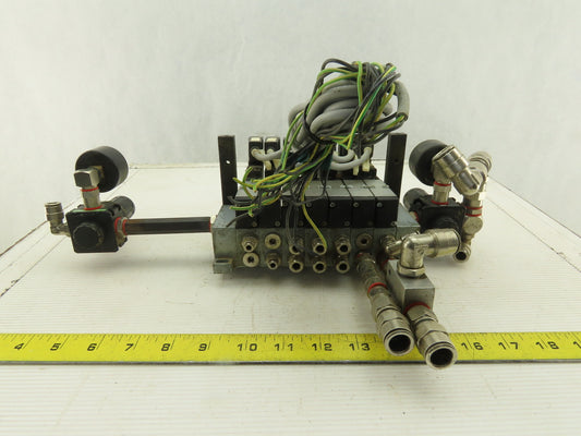 Bosch 0820038955 4/2 Position Single Solenoid Air Valve Bank Assembly 24VDC Coil