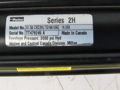 Parker Series 2H CKC2HLT 1-1/2 Bore 14" 16-5/8" Double Stroke Hydraulic Cylinder