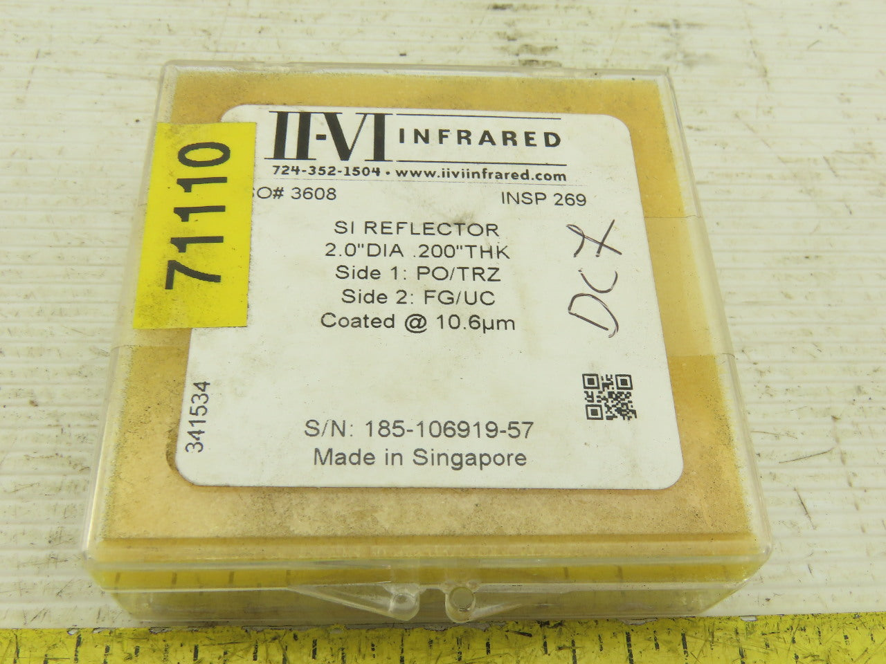 II-VI Infrared SI Reflector 2.0"x.200" THK Two Side PO/TRZ FG/UC Coated 10.6um