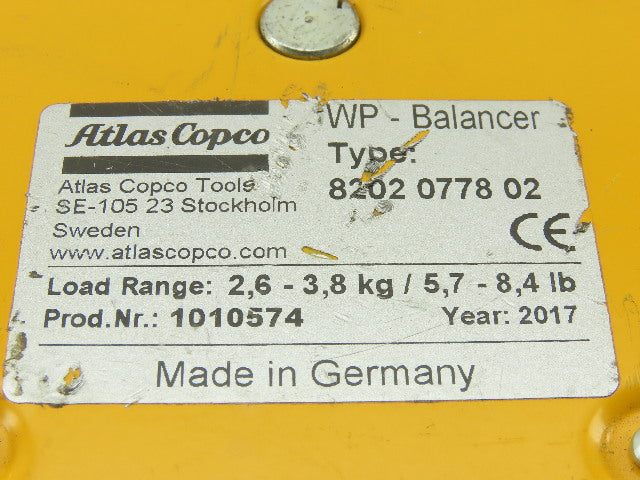 Atlas Copco 8202077802 WP Tool Balancer 5.7-8.4 Lbs.