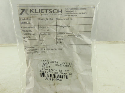 Klietsch 30498954 Timing Belt 50 T5x165 8050 1mm