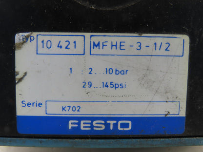 Festo 10421 MD HE-3-1/2 Pneumatic Solenoid Valve
