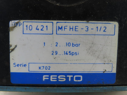 Festo 10421 MD HE-3-1/2 Pneumatic Solenoid Valve