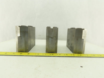 Collins Machine Works Steel Soft Jaws For Tongue & Groove Chuck Lot of 3