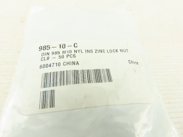 M10 Nylon Lock Nut Zinc Lot Of 50