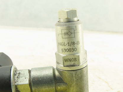 Festo HGL-1/8-B Pneumatic Piloted Check Valve With One Way Regulator 8mm Tube
