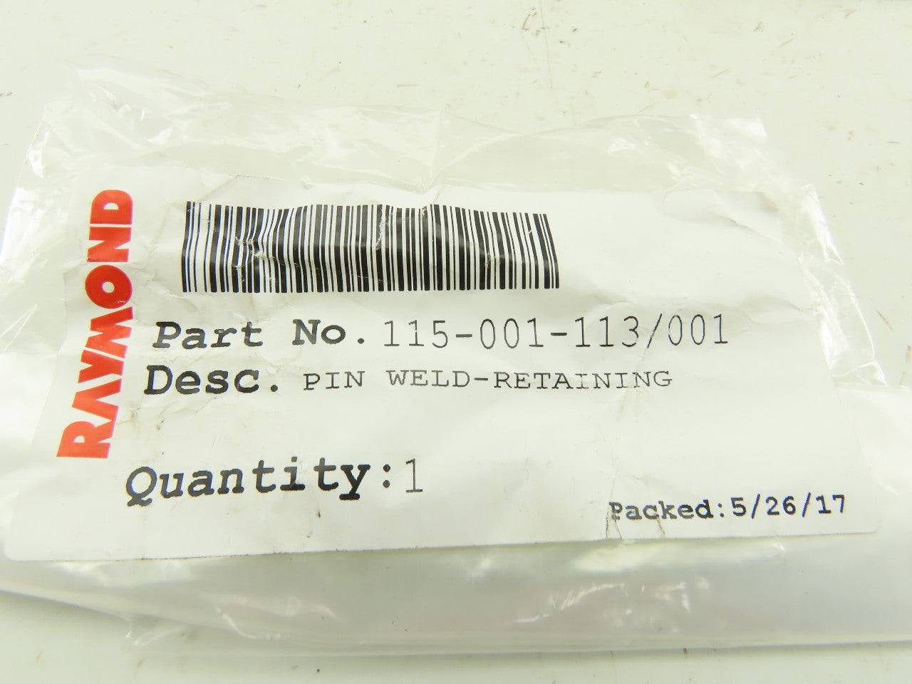 Raymond 115-001-113/001 Weldment Retaining Pin Grease Pin
