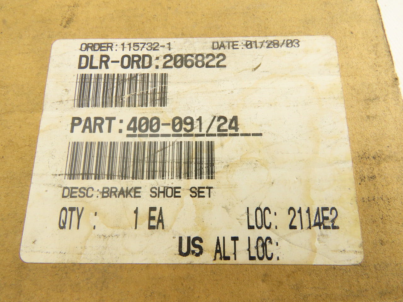 Raymond 400-091/24 Lined Brake Shows Only No Hardware