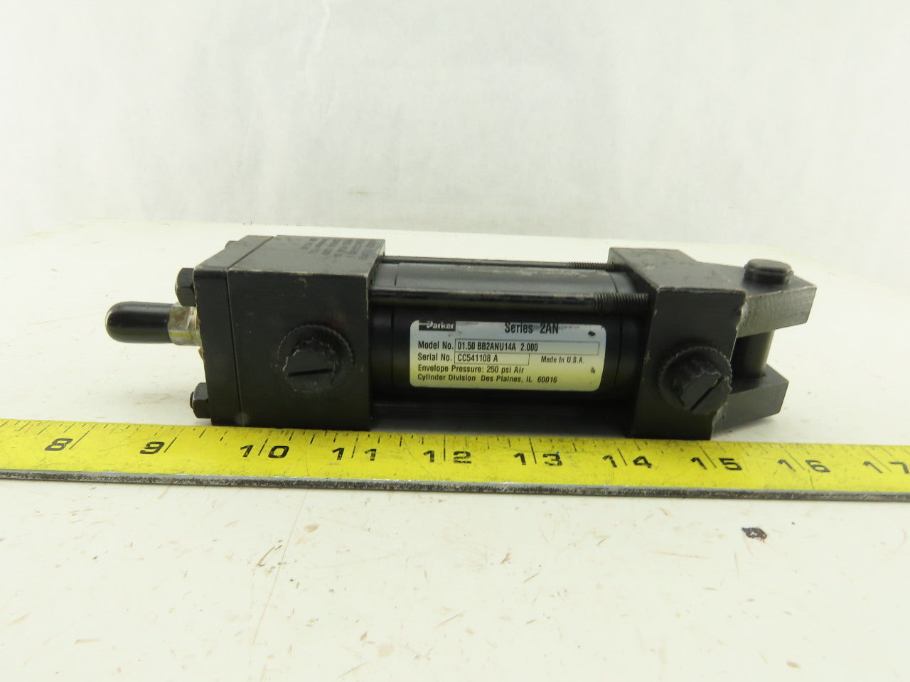 Parker BB2ANU14A 1-1/2" Bore 2" Stroke Clevis Mount Tie Rod Air Cylinder