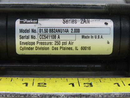 Parker BB2ANU14A 1-1/2" Bore 2" Stroke Clevis Mount Tie Rod Air Cylinder