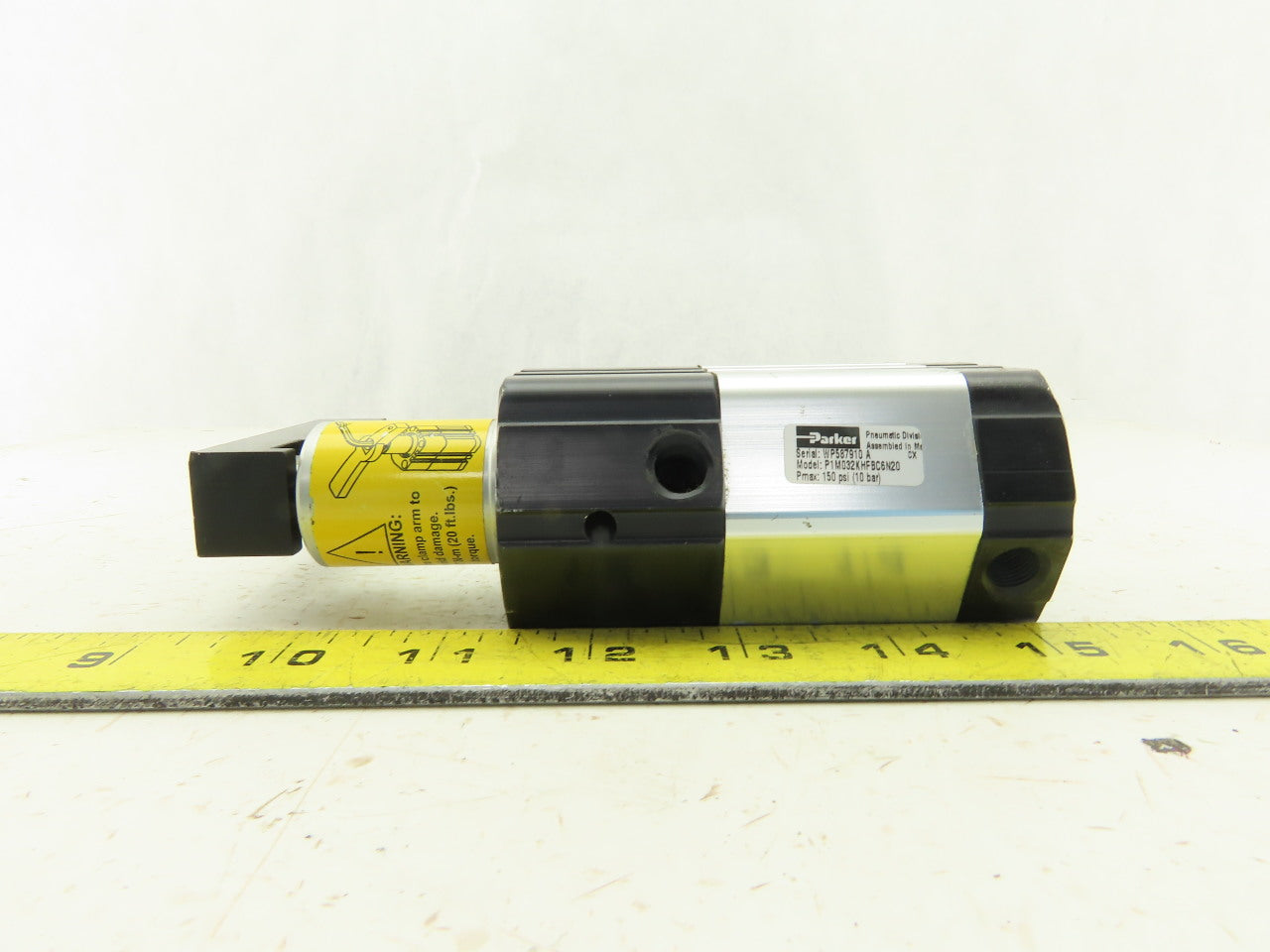 Parker P1M032KHFBC6N20 32mm Bore 32mm Stroke 1/4 Turn Air Cylinder Swing Clamp