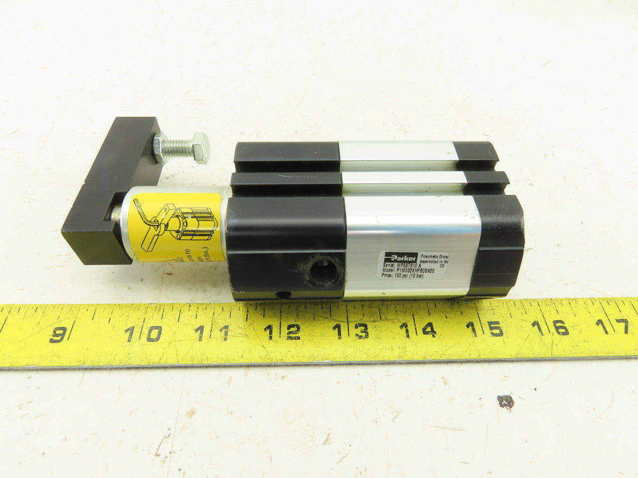 Parker P1M032KHFBC6N20 32mm Bore 32mm Stroke 1/4 Turn Air Cylinder Swing Clamp