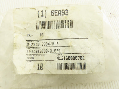 6EA93 M12x30mm Full Thread Low Head Socket Cap Screw Lot Of 10