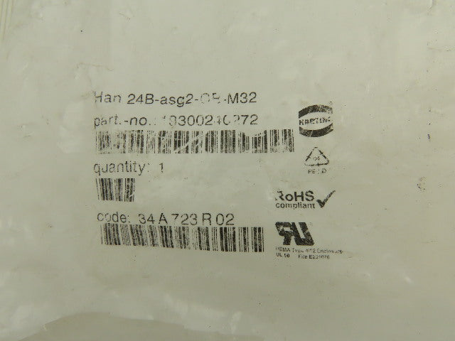 Harting 19300241521 Han24B-asg2-QB-M32 Electrical Terminal Hood Housing Lot Of 2
