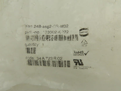 Harting 19300241521 Han24B-asg2-QB-M32 Electrical Terminal Hood Housing Lot Of 2