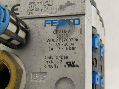 Festo CPV-14-VI Pneumatic Manifold Assembly W/4 Solenoid Valves 161 362