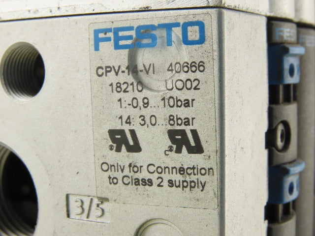 Festo CPV-14-VI Pneumatic Manifold Assembly W/6 Solenoid Valves 161 362