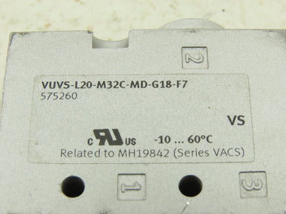 Festo VUVS-L20-M32C-MD-G18-F7 3/2 Way Solenoid Operated Air Valve 24VDC