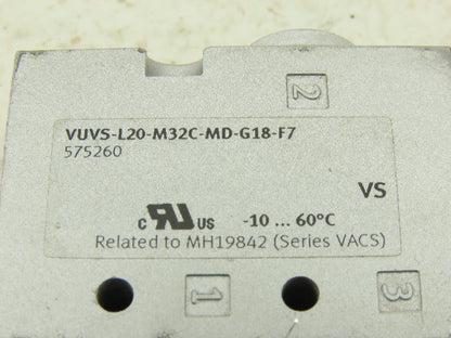 Festo VUVS-L20-M32C-MD-G18-F7 3/2 Way Solenoid Operated Air Valve 24VDC