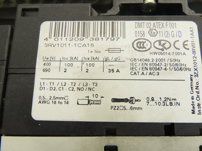 Siemens 3RV1011-1CA15 400V Motor Starter Breaker 1.8-2.5A Trip Contactor 24VDC