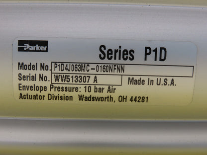 Parker P1D4J063MC 63mm Bore 160mm Stroke Double Acting Rod Lock Cylinder