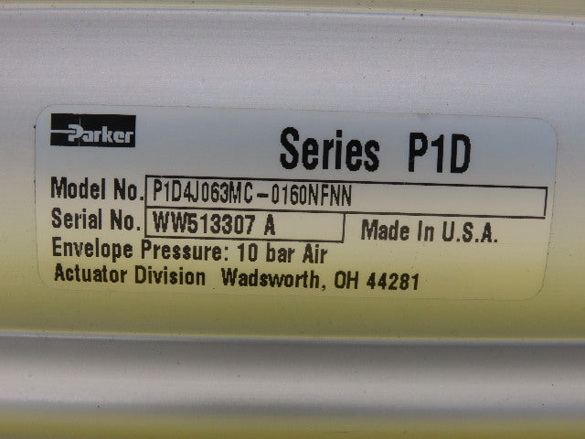 Parker P1D4J063MC 63mm Bore 160mm Stroke Double Acting Rod Lock Cylinder