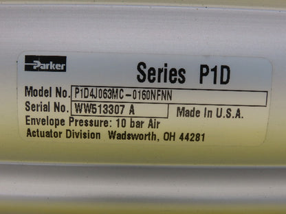 Parker P1D4J063MC 63mm Bore 160mm Stroke Double Acting Rod Lock Cylinder