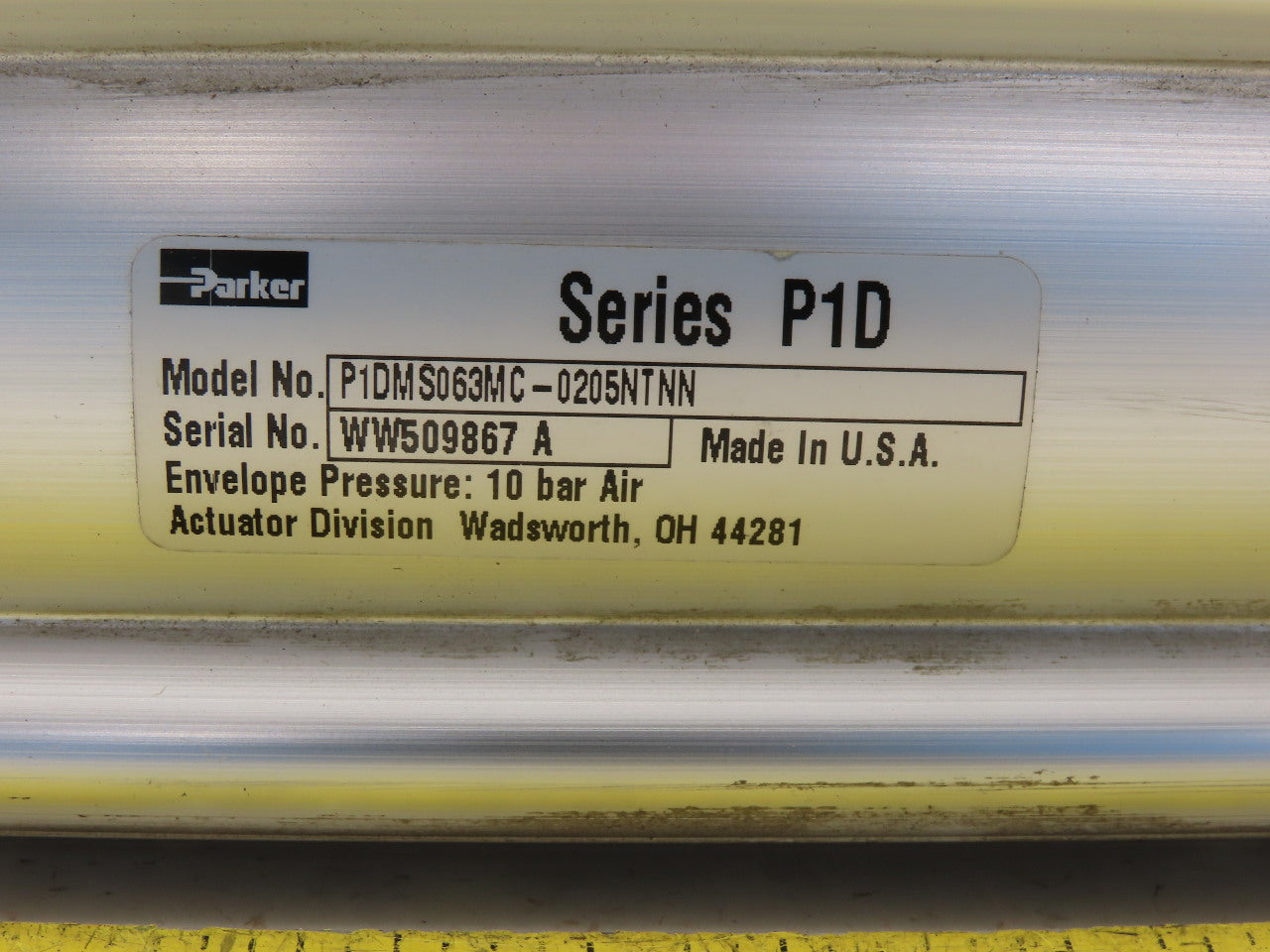 Parker P1DMS063MC-0205NTNN Double Acting Pneumatic Cylinder 63mm Bore 8" Stroke