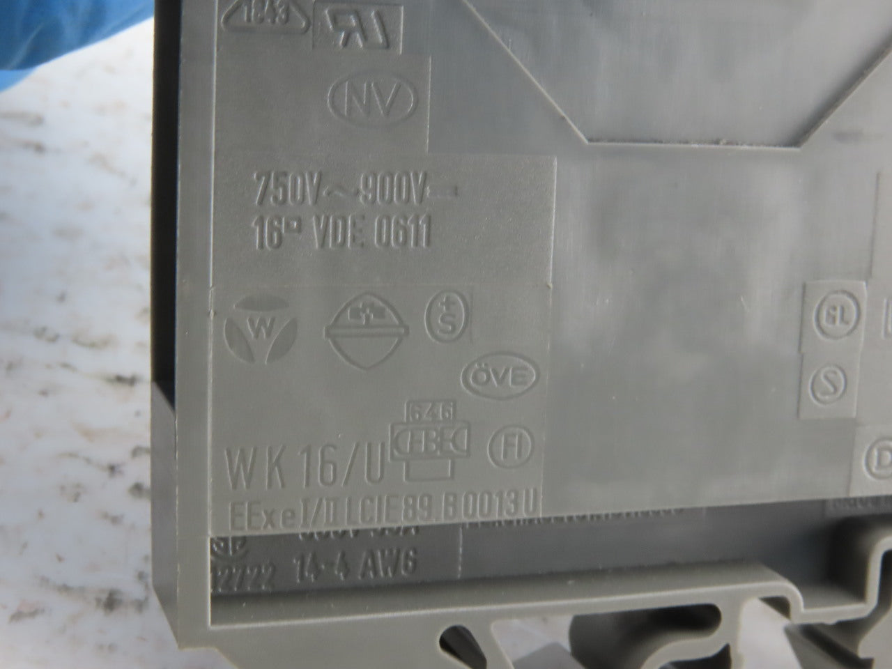 Wieland WK16/U DIN Rail Mount Feed Through Electrical Terminal Block