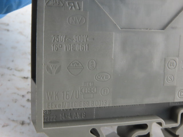 Wieland WK16/U DIN Rail Mount Feed Through Electrical Terminal Block