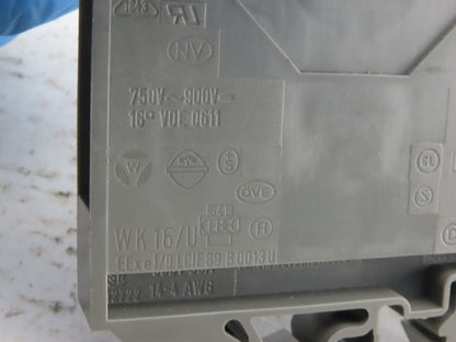 Wieland WK16/U DIN Rail Mount Feed Through Electrical Terminal Block