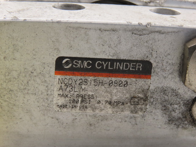SMC NCDY2S15H-0800 Rodless Guided Cylinder 8" Travel 100 SPI