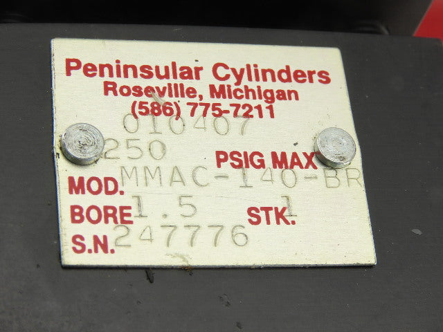 Peninsular 1-1/2" Bore 1" Stroke Center Trunnion Air Cylinder