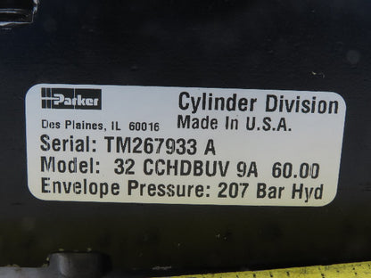 Parker 32CCHDBUV9A60 32mm Bore 60mm Stroke Double Acting Hydraulic Cylinder