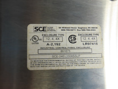 SEC Stainless Steel Electrical Enclosure 24x24x8" Wall Mount Hinged W/Back Plate