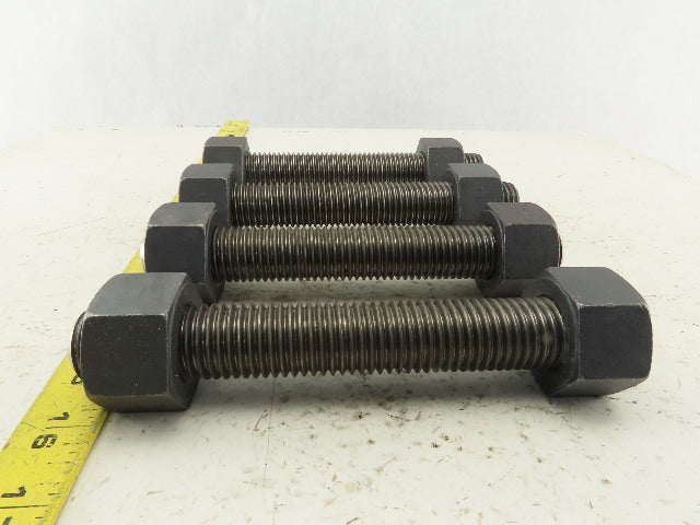 Budzart 32951 B7 Standard 1-8x7" Pipe Flange Stud Black Oxide W/Nuts RH Lot of 4