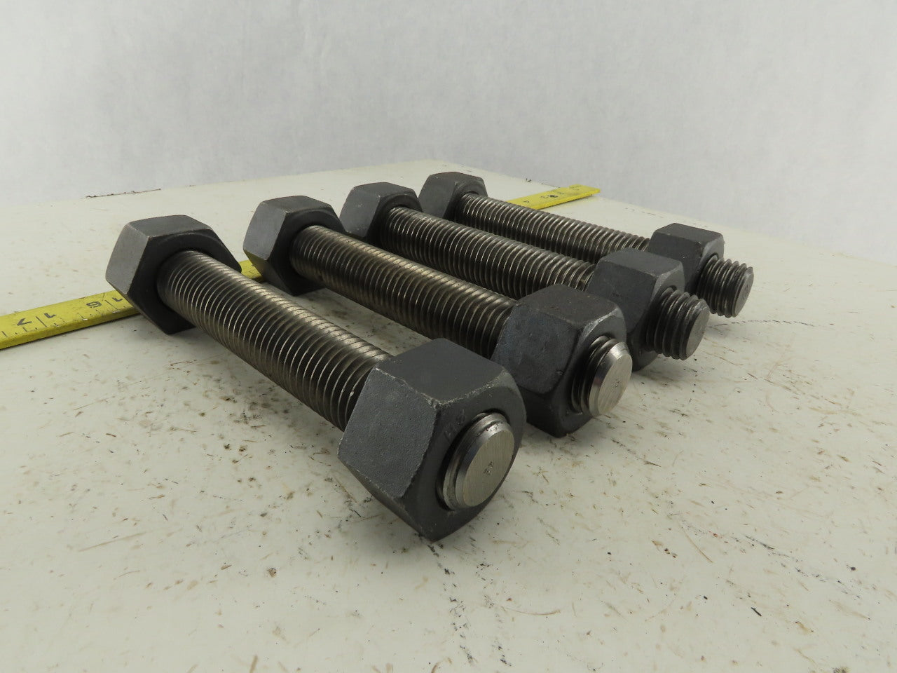 Budzart 32951 B7 Standard 1-8x7" Pipe Flange Stud Black Oxide W/Nuts RH Lot of 4