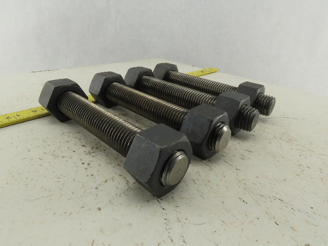 Budzart 32951 B7 Standard 1-8x7" Pipe Flange Stud Black Oxide W/Nuts RH Lot of 4