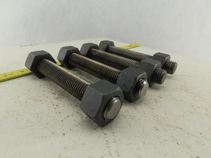 Budzart 32951 B7 Standard 1-8x7" Pipe Flange Stud Black Oxide W/Nuts RH Lot of 4