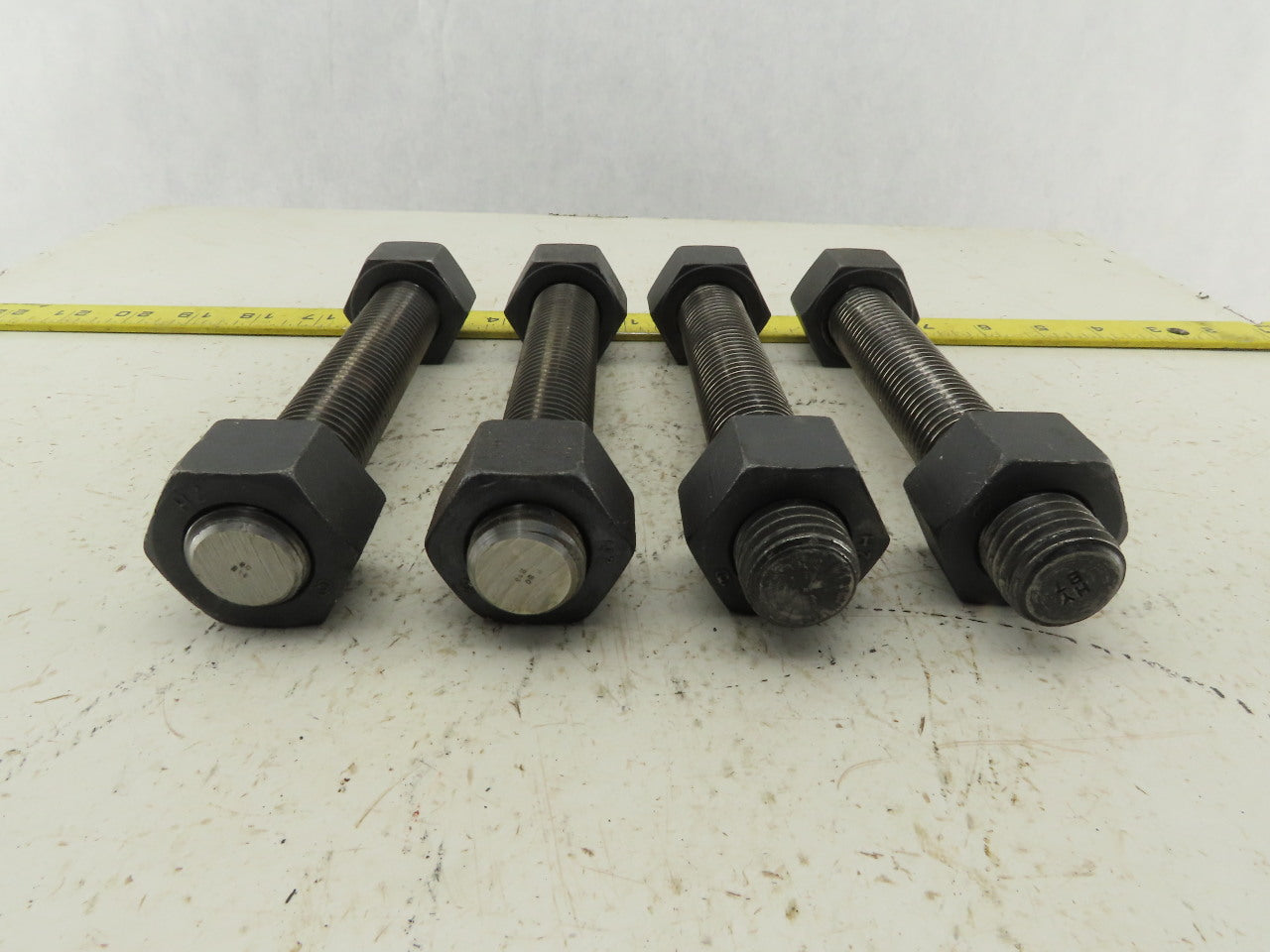 Budzart 32951 B7 Standard 1-8x7" Pipe Flange Stud Black Oxide W/Nuts RH Lot of 4